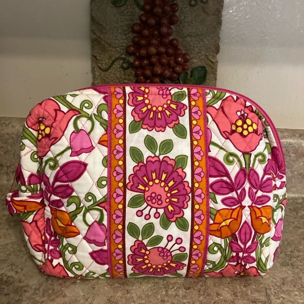 Vera Bradley Pink and Orange Floral Cosmetic Bag